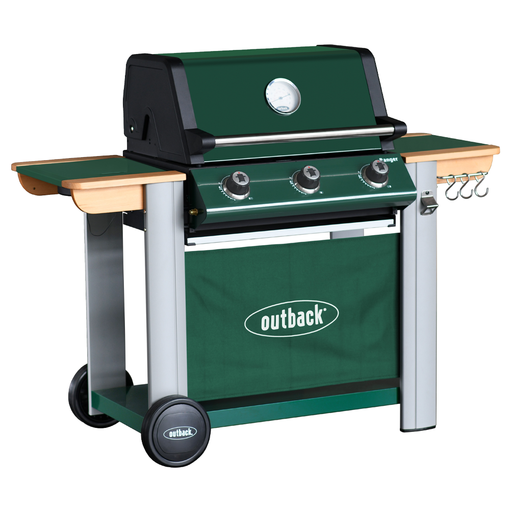 Image of OUTBACK Ranger 3 Burner Hybrid Gas BBQ in Green